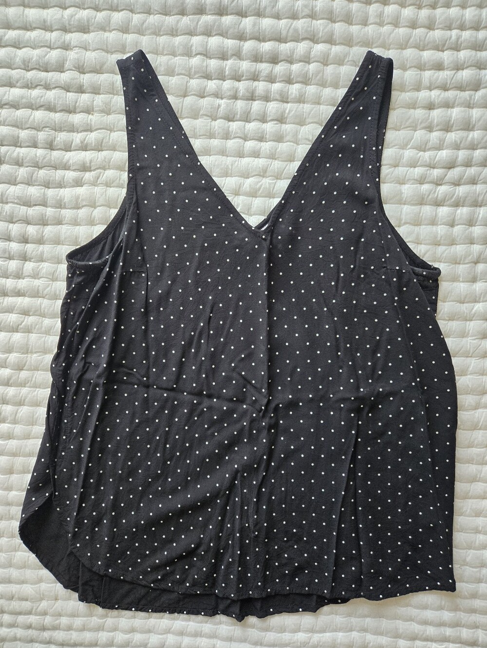 Old Navy Rayon Black Polka Dot V-Neck Women's Tank Top Size Small